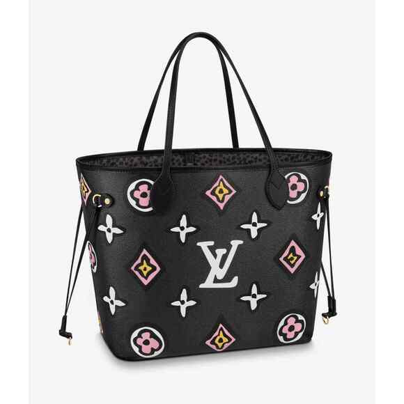 Louis Vuitton Neverfull MM Wild At Heart Black White Tote Handle Shoulder Bag - Picture 9 of 13